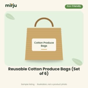 Reusable Cotton Produce Bags (Set of 6) – sample illustration