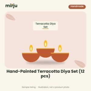 Hand-Painted Terracotta Diya Set (12 pcs) – sample illustration