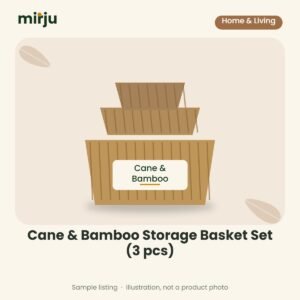 Cane & Bamboo Storage Basket Set (3 pcs) – sample illustration